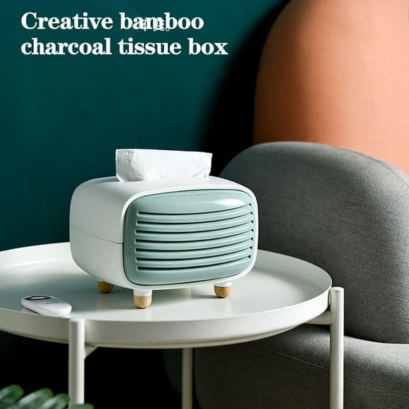 Xihbxyly Liquidación de verano Caja de pañuelos de carbón para sala de estar, creativa y bonita, de imitación de radio para el hogar.