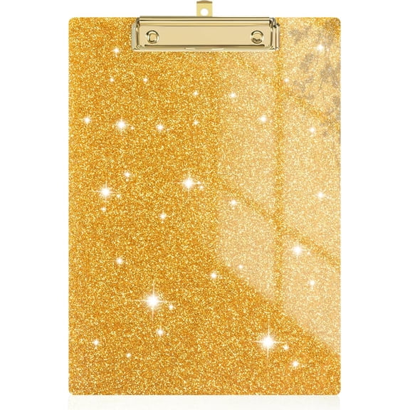 Acrylic Glitter Clipboards, Sparkly Board with Low Profile Gold Clip, Designed for Classroom School and Office Use, A4 Letter Size 9 x 12.5 in