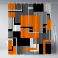 thumbnail image 2 of Orange Shower Curtain Black White Gray Geometric Abstract Mid Century Modern Minimalist Fashion Home Fabric Bathroom Decor Set Include Hooks 72Wx72H Inch, 2 of 6