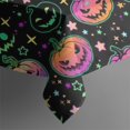 thumbnail image 5 of Neon Halloween Pumpkins Pattern Square Tablecloth,Waterproof Square Table Cover,Wipeable Spillproof Washable Table Cover for Home Kitchen Party Decor 42"X42"(107x107cm), 5 of 6