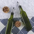 thumbnail image 3 of Gala Houseware Solid Green Glass Oil and Vinegar Dispenser Reusable Kit, 2 Set of Bottles with Accessories, 17oz Volume, Perfect for Cooking and Kitchen Storage, 3 of 5