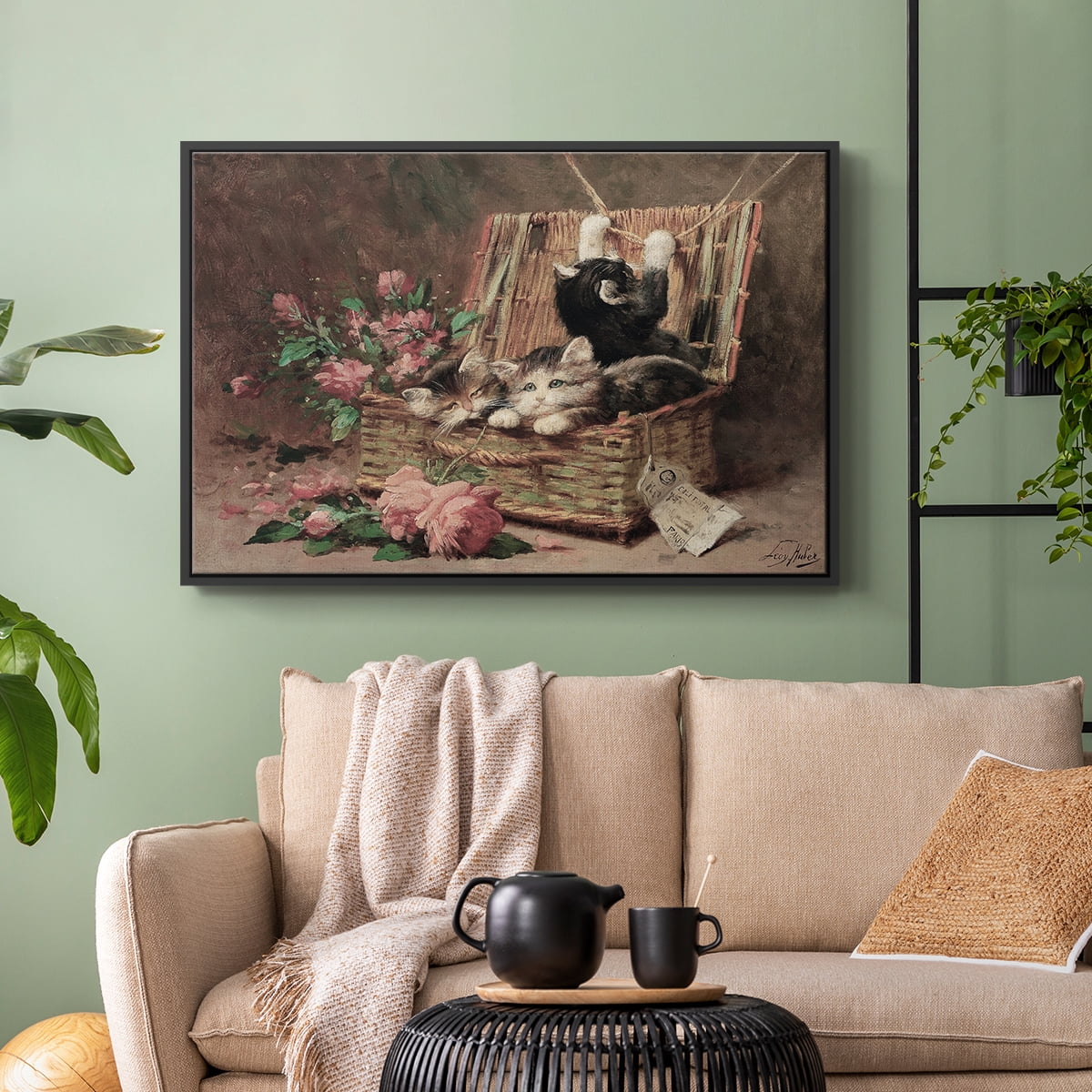 Vintage Landscape-CCCXC By Wexford Home Framed in Black Wood Gallery Wrapped Canvas 27 in. x 41 in.
