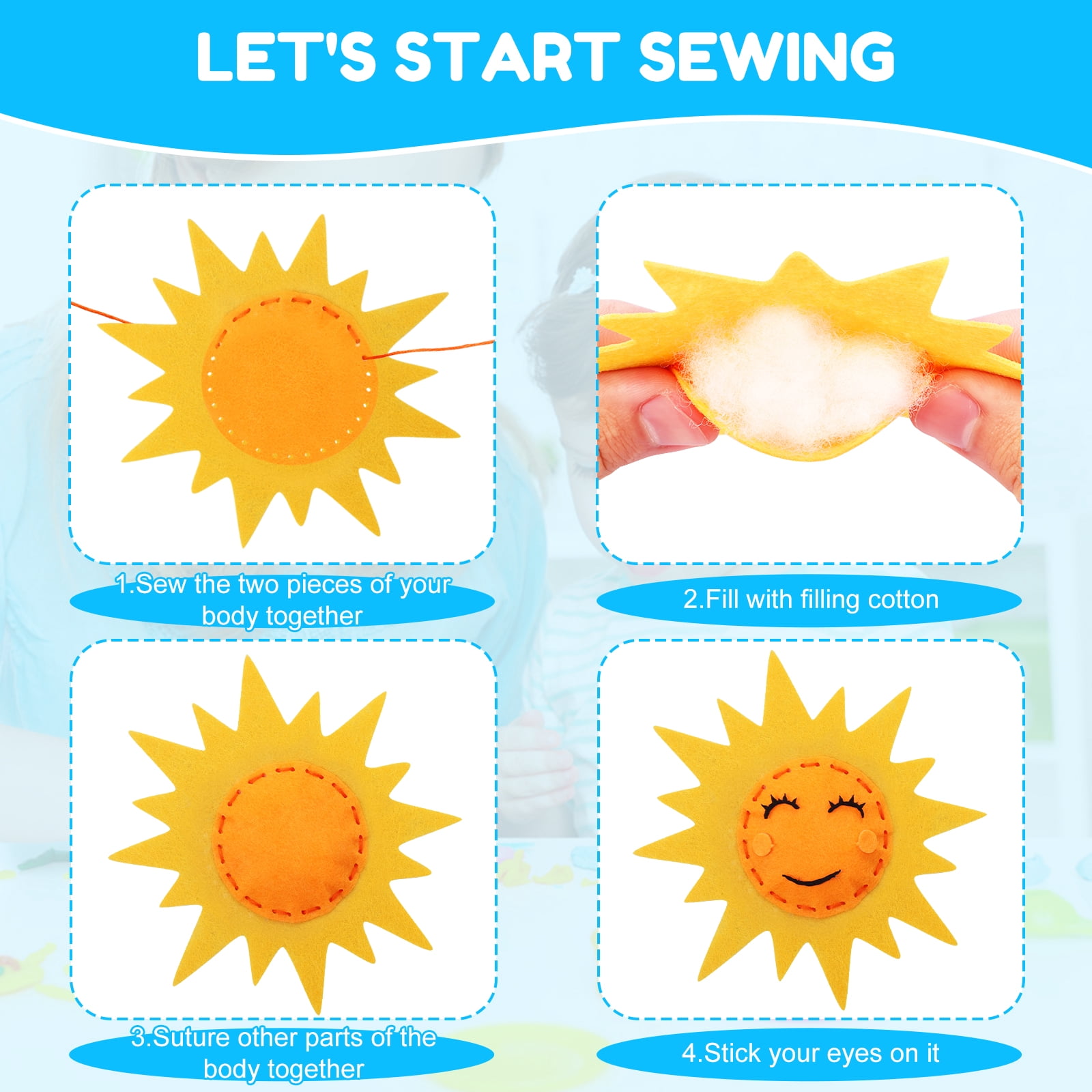 LINFANG Sewing Craft Kit Funny Kid Felt Sewing Kit Complete DIY Crafting and Sewing Set Beginner Art Craft Supplies Set Children Sewing Kit for 8 Years Old and Over