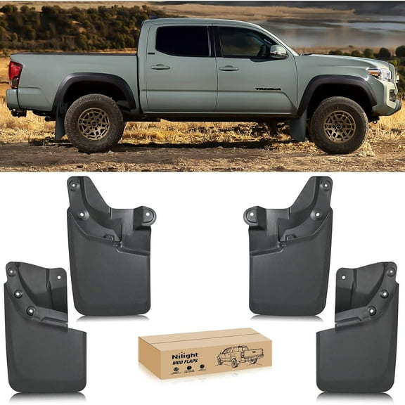 Nilight Mud Flaps for Toyota Tacoma 2016-2023, No Drilling Precision Fit Exterior Accessories Heavy-Duty Splash Guards Protection, Front & Rear Set