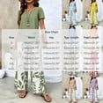 thumbnail image 3 of Guluxicc 2 Piece Women's Outfit Sets Crew Neck Short Sleeve Double Layer Hem Top Leaf Print Wide Leg Pants, 3 of 7