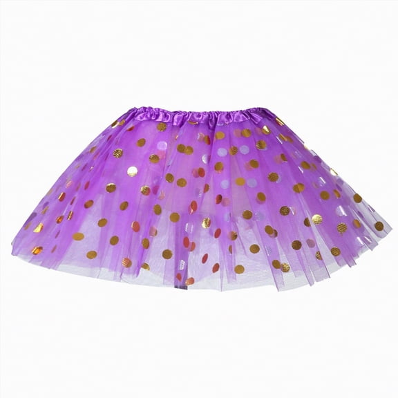 Godom Girls Polka Dot Tutu Skirt 9T-11T Glitter Triple Layer Tulle Ballet Dance Dress Party Skirt,Dark Purple