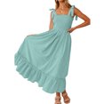thumbnail image 2 of Txlixc - Vestido midi de verano para mujer, informal, con tirantes finos, sin mangas, de talle alto, fluido, línea A, largo Txlixc Estilo de ocio, 2 of 6
