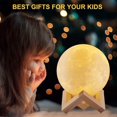 thumbnail image 2 of Moon Lamp, 15cm 3d Printed Full Moon Lamp Moon Night Light With Touch & Remote, 2 of 5