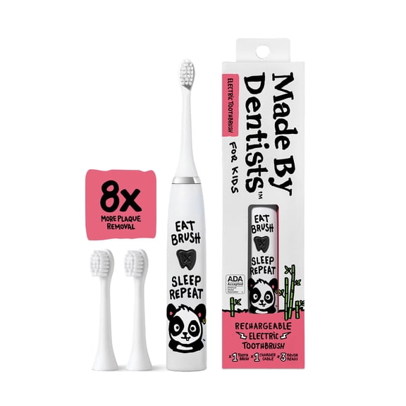 Made by Dentists Kids' Panda Electric Toothbrush with 3 Brush Heads, Rechargeable, Ages 3 