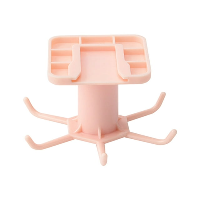 kurtrusly Kitchen Hanger Self-adhesive Replacement Solid Color Rotatable 6 Claw Detachable Cup Brush Rack Holder Accessories Pink 1Set