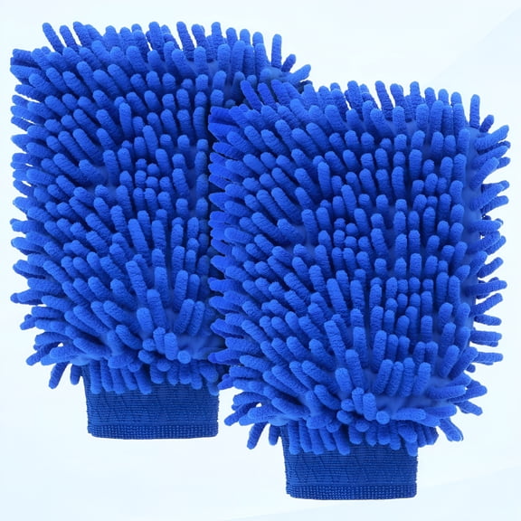 LAMIRO 2 PCS Clothes Wash Car Cleaning Supplies Microfiber Towels Wheel Brush Detail Kit Care Mitt Long Handle Sponge Interior Cleaner Drying Scratch Guard Wings Washing Shampoo (blue)