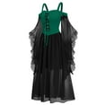 thumbnail image 5 of Wyobmus Renaissance Gothic Dress for Women Halloween Outfits Off Shoulder Lace Trumpet Sleeve Sheer Dress Medieval Steampunk Dress Green, 5 of 7