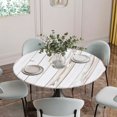 thumbnail image 5 of White Wood Grain Round Tablecloth for 45-54 Inch Tables, Fitted Table Cover with Elastic Edge, Country Farmhouse Wooden Plank Waterproof Outdoor Table Cloth Protector for Patio Garden Dinner Picnic, 5 of 9
