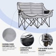 thumbnail image 3 of Slsy XXXL Double Camping Chair, Oversized Loveseat Camping Couch, Fully Padded Heavy Duty Outdoor Folding Chair w/ 2 Cup & Wine Glass Holder Support 900 lbs, 3 of 8