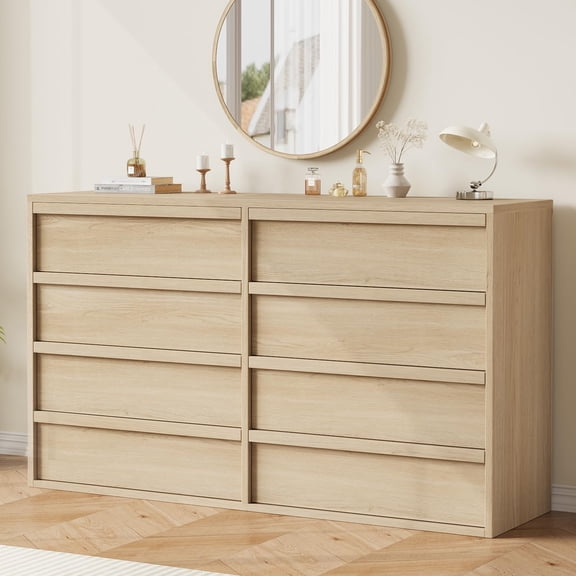 GOGRANT 8 Drawer Dresser, Off-White