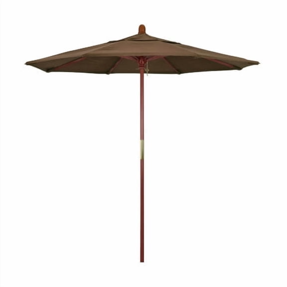 7.5' Grove Series Patio Umbrella With Wood Pole Hardwood Ribs Push Lift With Sunbrella 1A Natural Fabric
