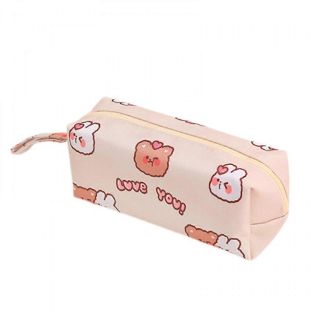 Veeki Pink Small Pencil Case Pouch Coin Cosmetic Bag Stationery Holder Middle High School College Office Organizer For Teens Girls Student Gifts
