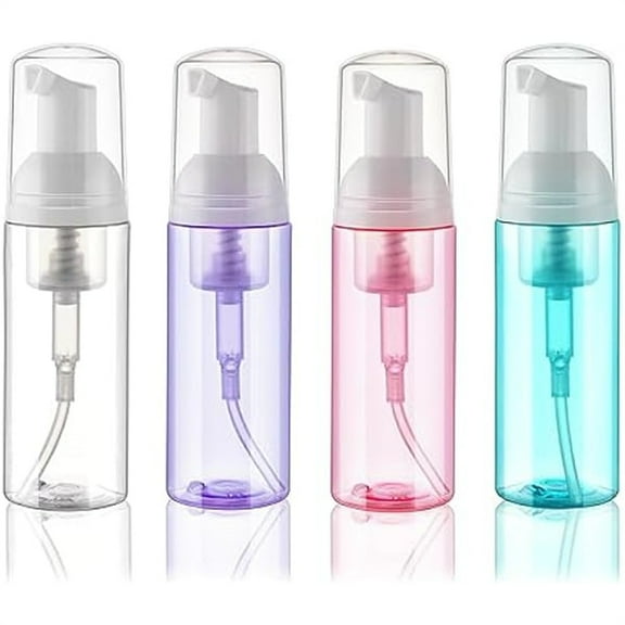 Foam Soap Dispenser,2OZ 4 Pack Empty Travel Pump Dispenser, Eyelash Cleaning Bottle for Hand Soap Foaming Lash Shampoo,Cleanser, Dispenser(4Color)
