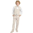 thumbnail image 2 of Lycody 2 Piece Boys Formal Slim Suit for Kids Tuxedo Suits for Wedding Toddler Teen Dress Outfit Vest Pants Set Summer, 2 of 7