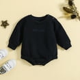 thumbnail image 2 of ZHOGXU Newborn Boys Girls Romper Long Sleeve Letter Embroidery Solid Color Comfortable Bodysuits For Casual Daily Wear,Black,18-24 Months, 2 of 7
