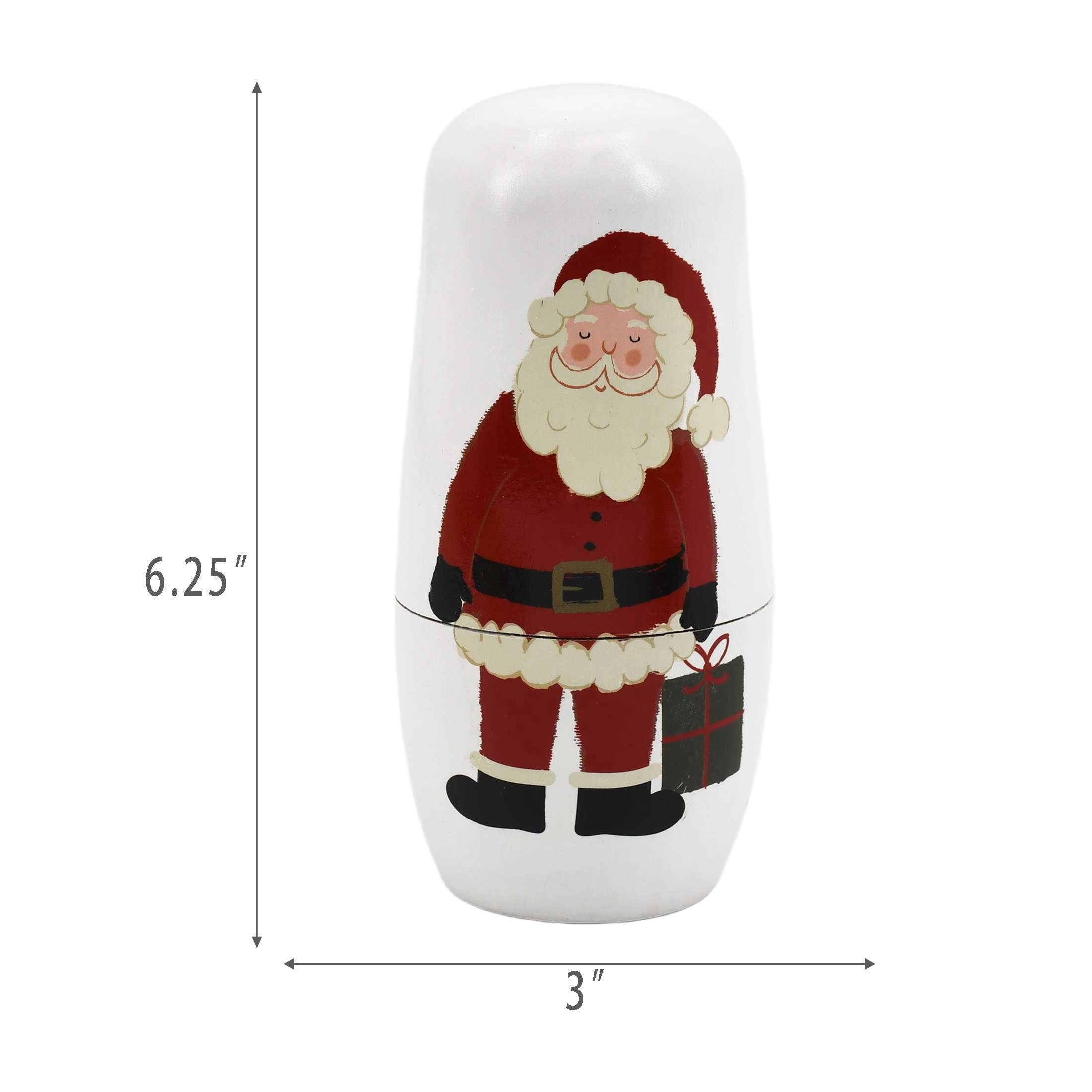 Wood Nested Christmas Decoration, Multicolor, 5 Pieces, 6.5", by Holiday Time