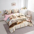 thumbnail image 2 of Homewish Cute Maltese Dog 7-Piece Twin Bedding,Pink Peony Flower Bedding Comforter Set,Cream,Pink Reversible, 2 of 8