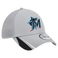 thumbnail image 3 of Men's New Era Gray Miami Marlins Linear 39THIRTY Flex Hat, 3 of 6