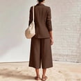 thumbnail image 7 of Linen Blazer and Pants Matching Set for Women Dressy Casual Work Jackets with Wide Leg Capris 2 Piece Business Outfits Coffee M, 7 of 7