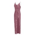 thumbnail image 4 of WEAIXIMIUNG Carnaval Femme Décolleté Profond Paillettes Portefeuille Froncé Sans Manches Robe de Soirée de Boîte de Nuit, 4 of 5