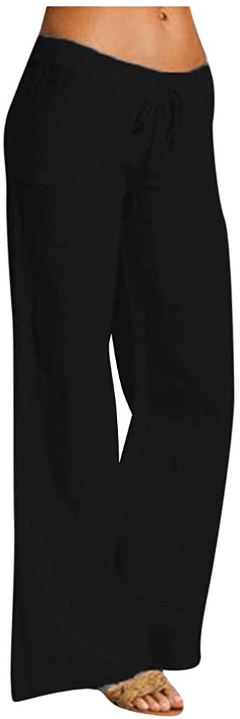 Women's Cotton Linen Pants Drawstring 