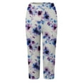 thumbnail image 5 of YDFCWXW Women's Capri Leggings Floral Printed Plus Size Capris High Waist Knee Length Slim Fit Cropped Legging for Yoga Light Purple, XXL, 5 of 5