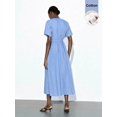 thumbnail image 5 of Blue V-Neck Wrap Maxi Dress With Tie Waist And Kimono Sleeves, 5 of 8
