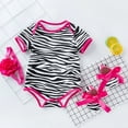 thumbnail image 2 of Otqutp Toddler Sport Outfits Baby Girls Rompers Striped Print Hoodie + Headband + Shoes Outside Bodysuit Jumpsuit Summer Clothes, 2 of 4