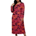 thumbnail image 2 of SELONE Long Nightgowns for Women Long Sleeve Plus Size Halloween Pajamas Dress Pumpkin House Dress Party Nightwear, 2 of 8
