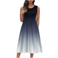 thumbnail image 2 of Cagogo Women's Summer Tank Midi Dress with Pockets Sleeveless A-Line Dress Casual Floral/Plain T-Shirt Dress Flowy Swing Beach Party Wedding Guest Sundress, 2 of 9