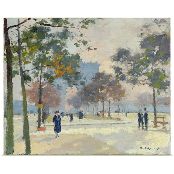 Great BIG Canvas | Rolled Jules (1863-1932) Renoux Poster Print entitled The Arc de Triomphe in Autumn, Paris