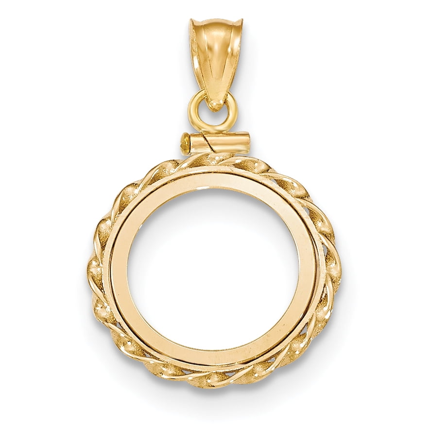 IceCarats 14k Yellow Gold Twisted Wire Screw Top 1/20p Bezel Necklace