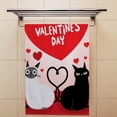 thumbnail image 4 of 2 Pcs Face Bath Towels Set Happy Valentine's Day with Couple Cats Washcloths for Bathroom Hotel Kitchen, 30"x15", Absorbent Soft Hand Fingertip Towels, 4 of 6