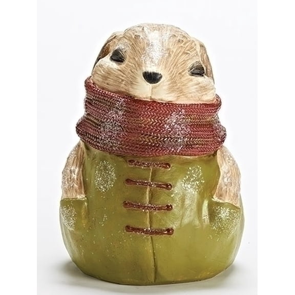 Roman 8.5" Brown and Green Bunny Rabbit Christmas Tabletop Figure