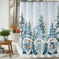 thumbnail image 2 of Christmas Shower Curtain, 48" x 72", Blue Plaid Xmas Gnome Pine Tree Box Snowflakes Waterproof Bathroom Curtain Washable Shower Curtain Set with 12 Hooks, 2 of 6