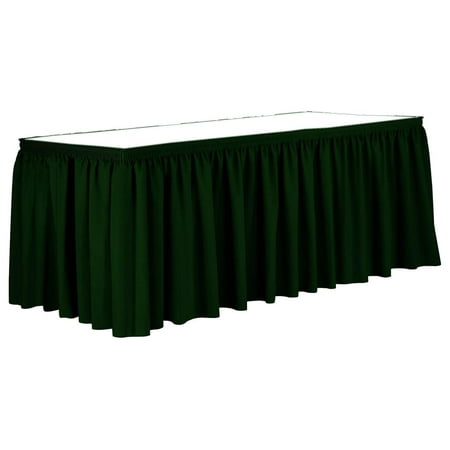 

Bennium 17 ft. Shirred Pleat Polyester Table Skirt - 42 Bar Height Green
