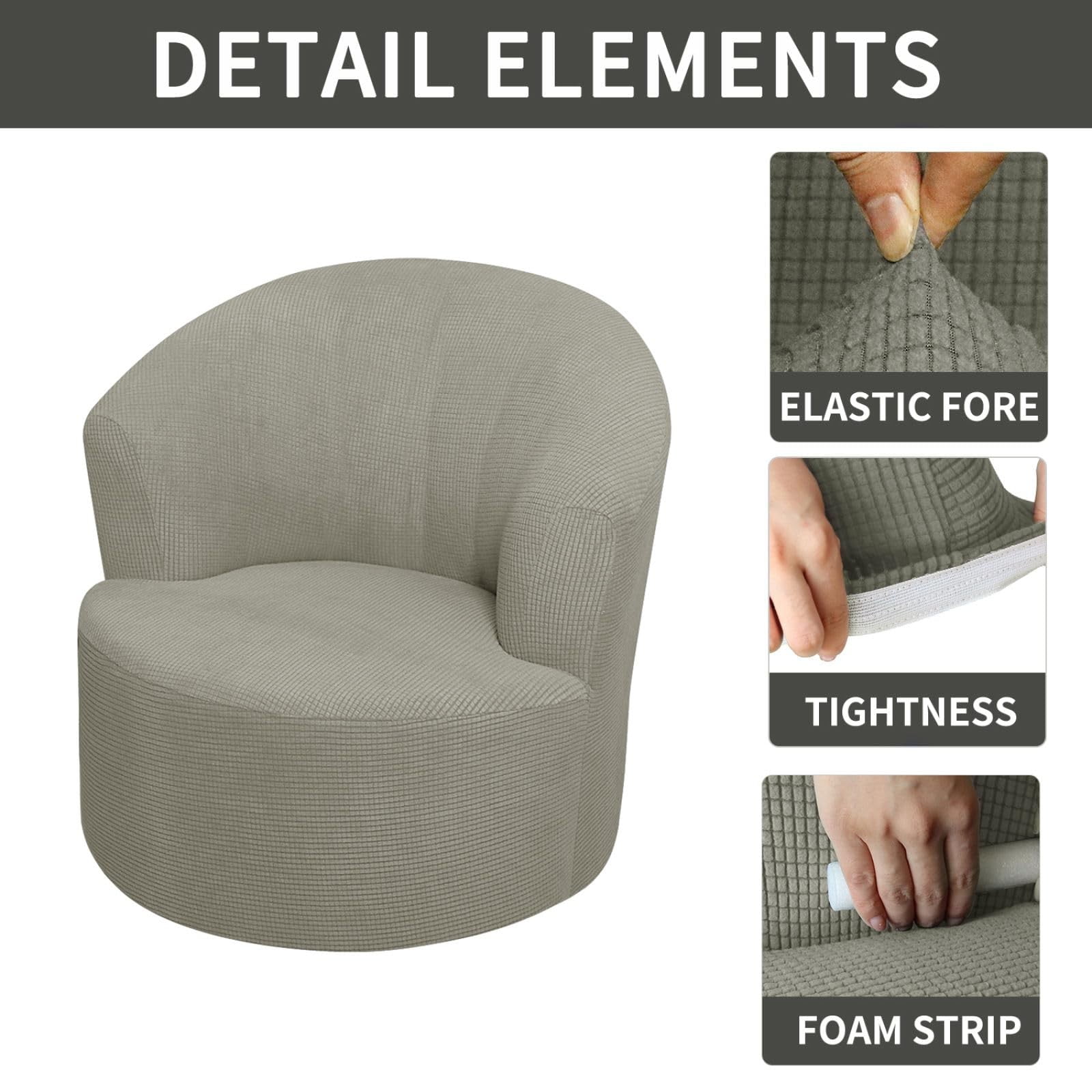 Round Club Swivel Barrel Chair Cover Modern Accent Round Club Armchair Slipcover Soft Stretch Chair Covers for Living Room,Barrel Chair Cover,Stretch Swivel Chair Slipcover Soft Barrel Sofa Cover