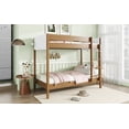thumbnail image 6 of Twin Over Twin Bunk Bed with Boucle Upholstered Headboard and Footboard, Ladder, Safety Guardrails, Rubber Wooden Bunk Bed, Natural, 6 of 9