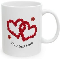 Personalized Rose Heart Mug – Custom White Ceramic Coffee Cup with Intertwined Red Rose Hearts And Your Text, Romantic Gift For Valentine’s Day, Anniversary, Or Loved Ones, 11oz