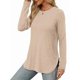 thumbnail image 3 of Camisa de Larga con Cuello Redondo para Mujer, Básica, Holgada, Informal Albaricoque XL, 3 of 5