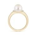 thumbnail image 2 of ANGARA Freshwater Cultured Pearl Ring with Diamond Collar in 14K Yellow Gold for Women | June Birthstone, Birthday, Anniversary, Jewelry Gift for Women | Pearl Ring, 2 of 8
