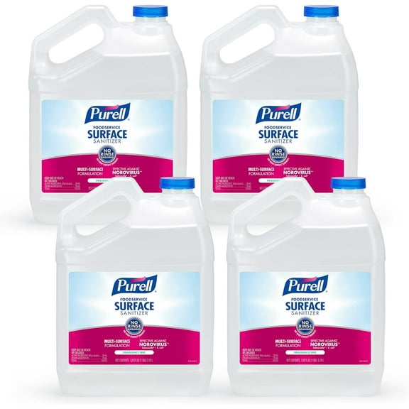 Purell Foodservice Surface Sanitizer, Fragrance Free, 1 Gallon Surface Sanitizer Pour Bottle Refill (Pack of 4) - 4341-04