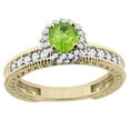 thumbnail image 2 of 14K Yellow Gold Diamond Natural Peridot Round 4mm Engagement Ring 2-piece Set, size 10, 2 of 4