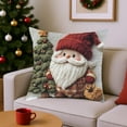 thumbnail image 6 of Vintage Christmas Throw Pillow Covers 17.7x17.7in , Soft Comfy Xmas Santa Claus Trees Pillow Cases, Aesthetic Snowman Reindeer 3D Decor for Couch Sofa Living Room Bed, 6 of 6