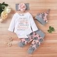 thumbnail image 3 of 4Pcs Infant Girl Outfits Baby Bodysuit Tops Floral Leggings Pants Set Flower Headbands Newborn Clothes, 3 of 8